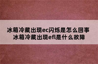 冰箱冷藏出现ec闪烁是怎么回事 冰箱冷藏出现efl是什么故障